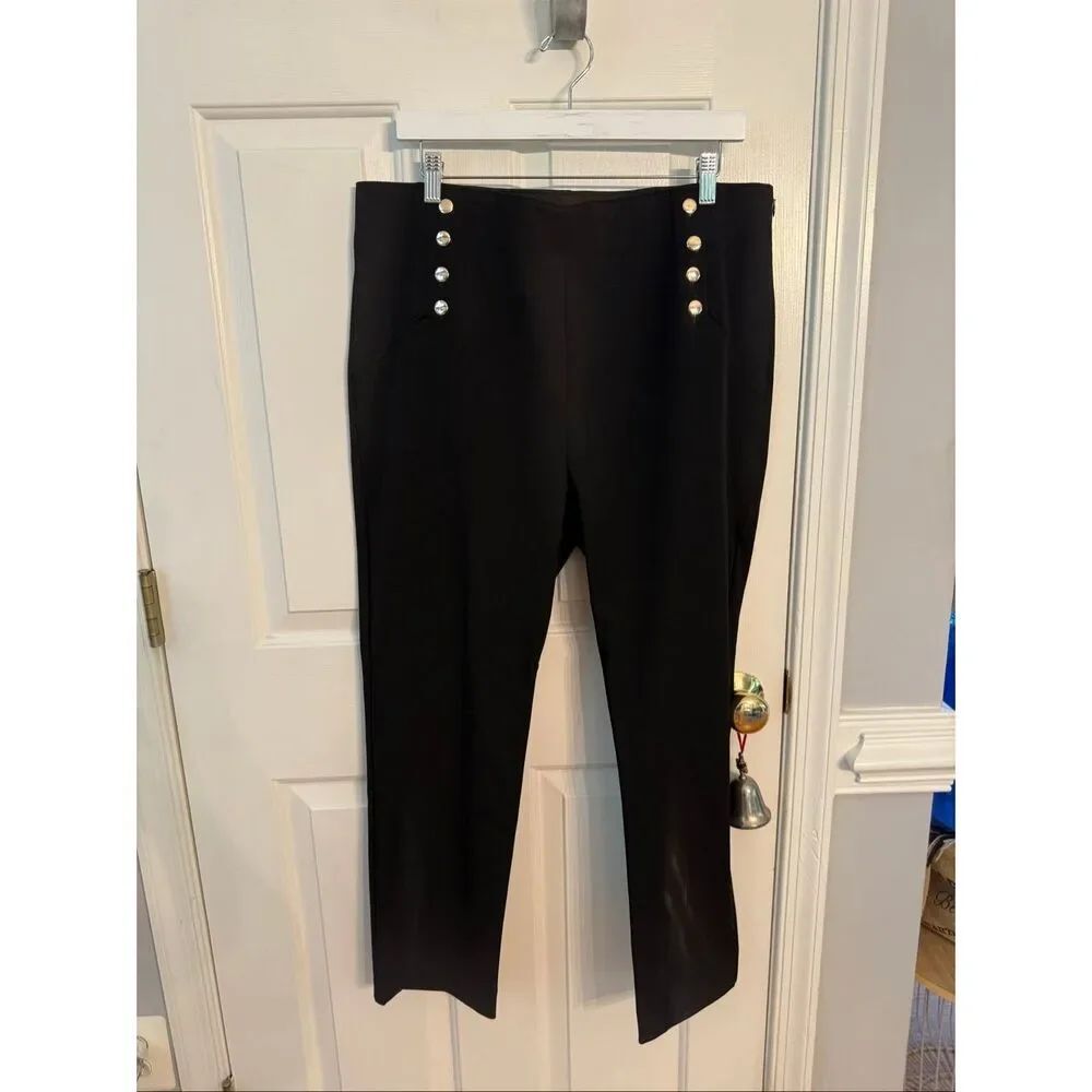 Ann Taylor Black Sailor Pull On Pants sz 16 EUC